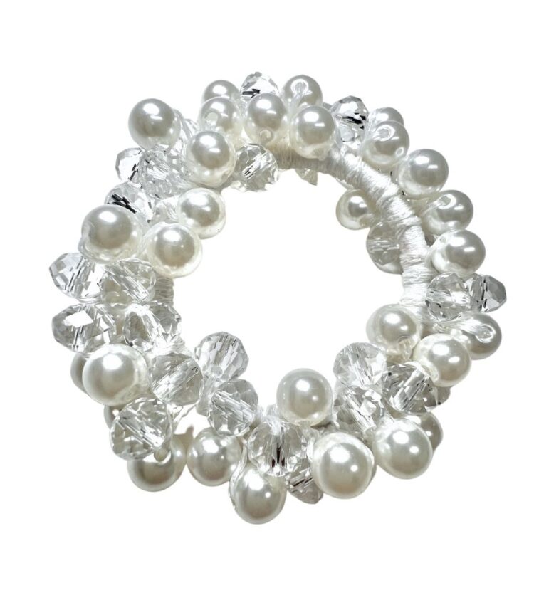 Boutique Essentials Ellie Crystal Pearl hair scrunchie