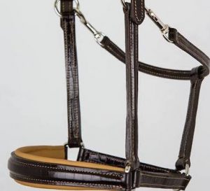 Brown Croc Leather Headcollar by Otto Schumacher