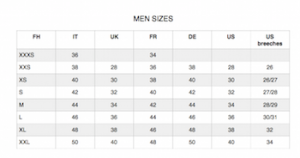 For Horses Mens Size Chart