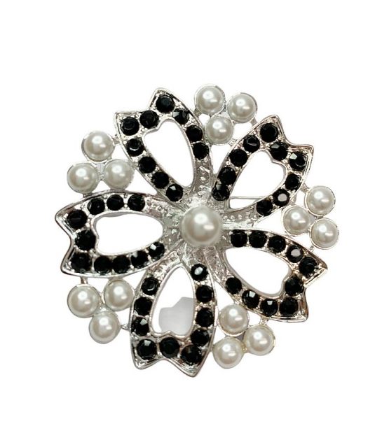 Classic Stock Pin Black with Pearla