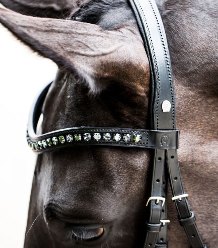 Tiffany XL Jet Black Diamond Black Setting Swarovski browband by Otto Schumacher