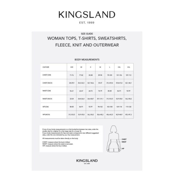 Kingsland size chart Boutique Equines