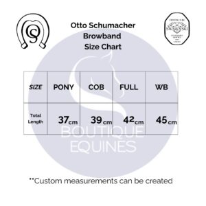 Otto Schumacher Browbands Size chart Boutique Equines