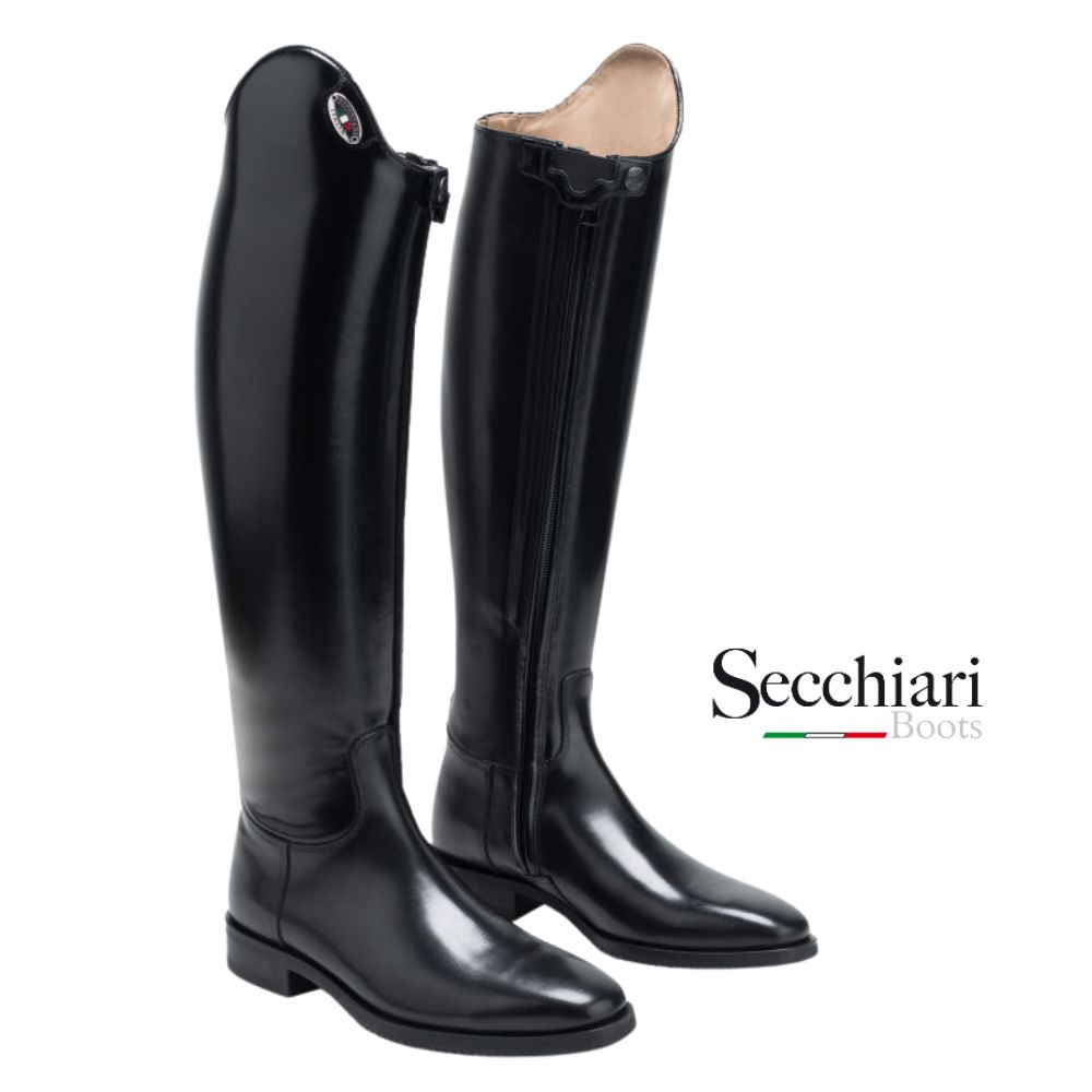 Roma Semi Patent Black Dressage Boot by Secchiari Italy Boutique Equines