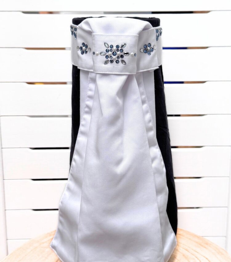 Boutique Equines Bespoke Navy Pearl Swarovski Stock Tie