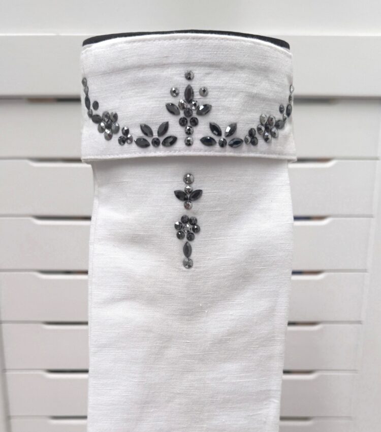 Boutique Equines Bespoke Swarovski Linen Stock Tie