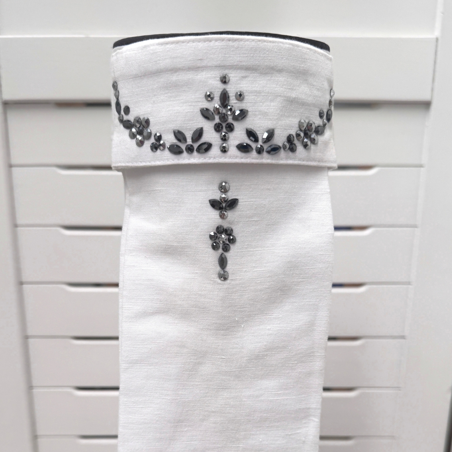 Boutique Equines Bespoke Swarovski Linen Stock Tie